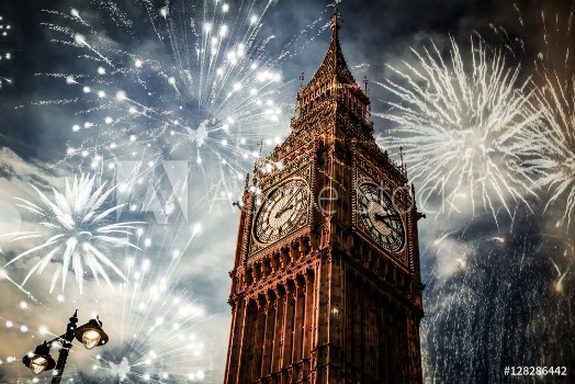 Picture of New Year in the city - Big Ben with fireworks